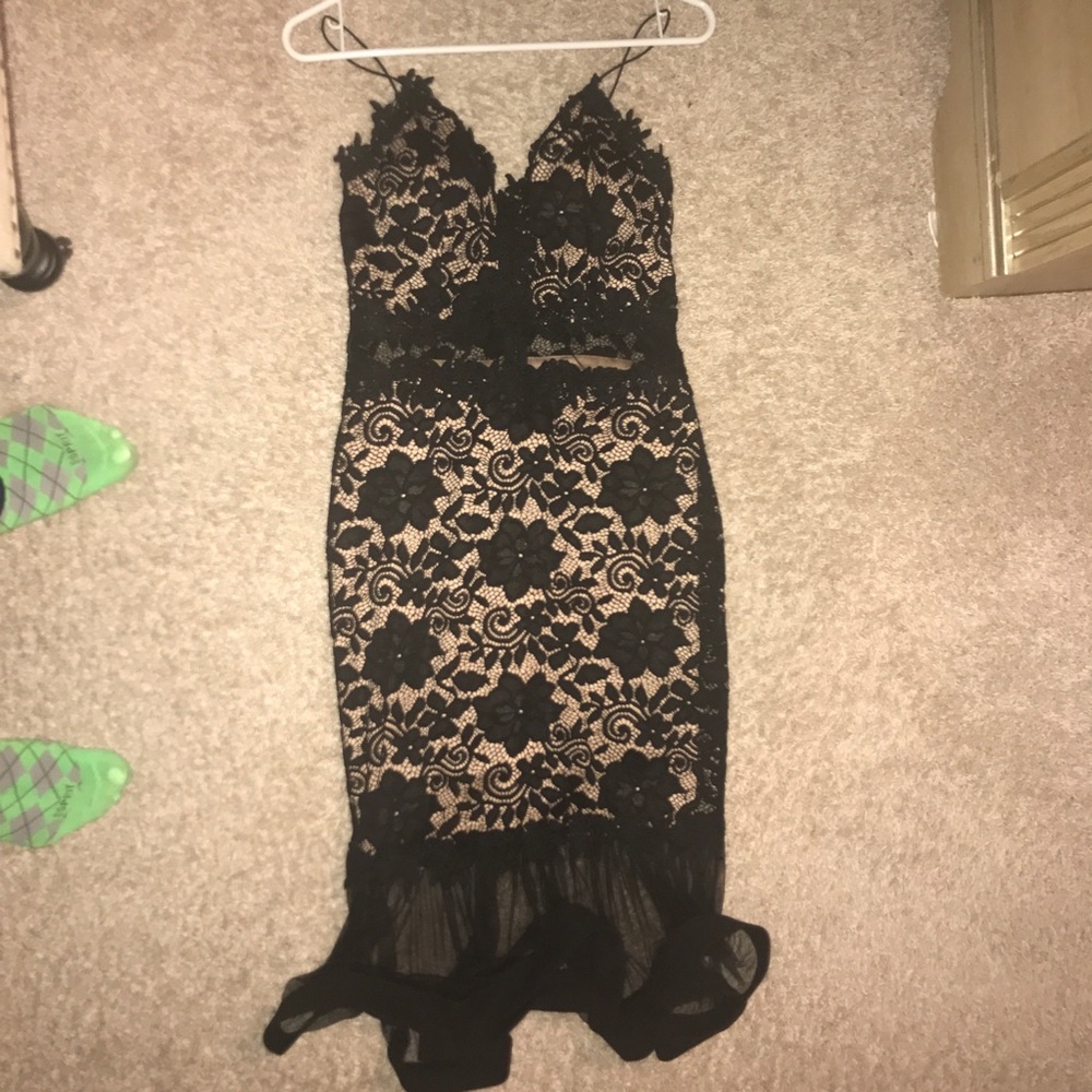 Tan and black dress